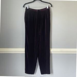 Eileen Fisher Velvet Pull-On Pants Plum Women's PS Silk Blend Straight Leg